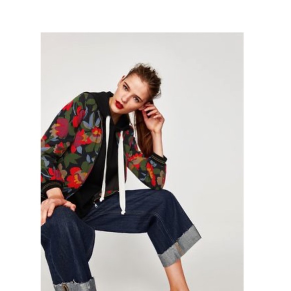 NWT Zara Floral Bomber Jacket - Picture 2 of 12